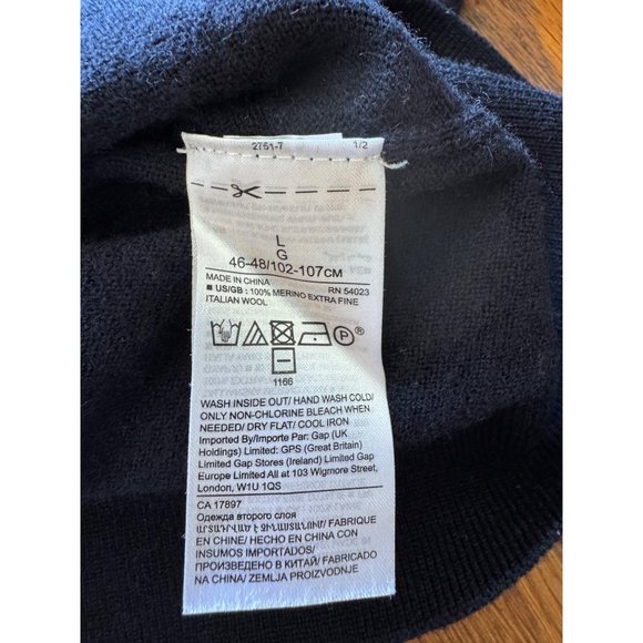 Banana Republic Mens Sweater L Navy Merino Wool Crew Neck  Barufa Looks Small - Picture 3 of 6